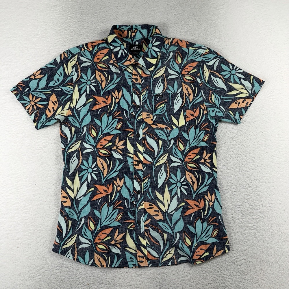 Oneill Shirt Mens Medium Standard Fit Floral Bird Of Paradise Tropical Vintage